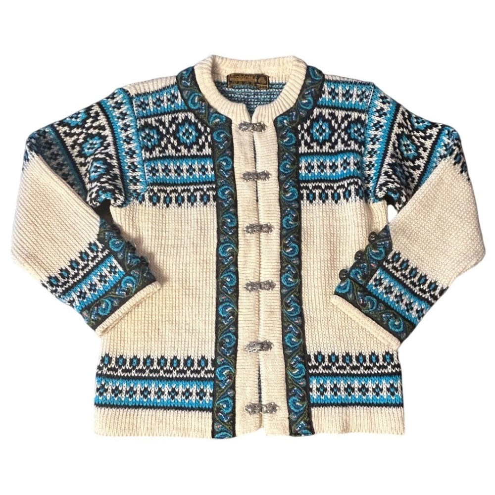 Vintage Nordstrikk Cardigan Sweater Wool Nordic Norway Fair Isle Cottagecore